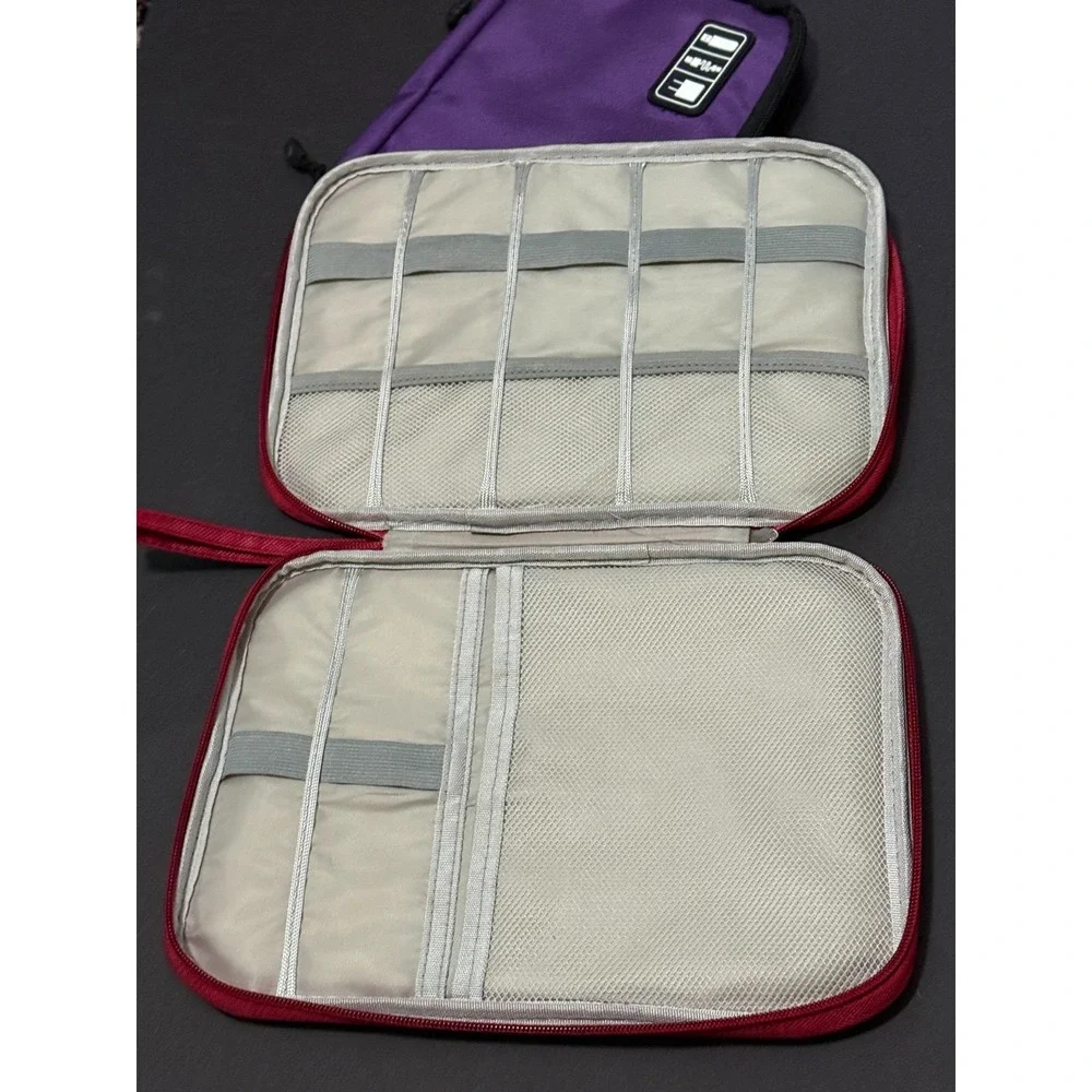 Lot of 2 Tech Pouch Electronics Ipad zipper Travel holder Bag Accessories